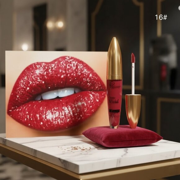 Lux Matte Deep Rust Brick Red #16 Lasting Glitter Gloss Liquid Lipstick Tint - Picture 1 of 5